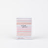 A pastel-striped Sweet Grace Stocking Stuffer Bundle by Fast Bundle stands upright against a white background. Featuring soft pink, peach, and white lines, this sachet is a charming addition to any holiday gift or stocking stuffer bundle.