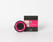 Let's Celebrate Car Diffuser Pura product with pink and black design on a white background