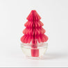 The Bridgewater Candle Sweet Grace Holiday Honeycomb Diffuser features a pink paper Christmas tree in a clear glass jar with fragrance liquid, offering long-lasting aroma, displayed on a plain white background.
