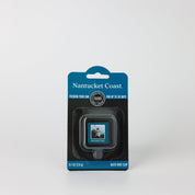 Bridgewater Candle Auto Vent Clip-Nantucket Coast car air freshener vent clip in retail packaging with a label featuring a lighthouse.