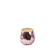 The Sweet Grace Collection Candle #011 by Bridgewater Candle Company features a pink, faceted glass holder and cream-colored soy-blend wax, with the candle displayed against a plain white background.